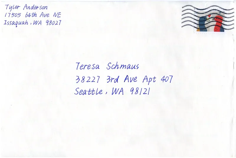 A hand-addressed envelope