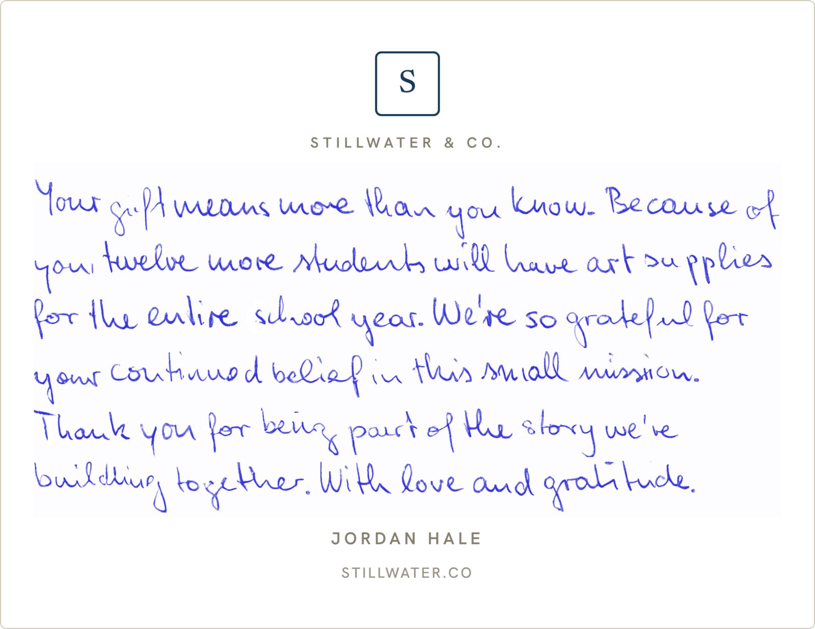 Handwritten donor note